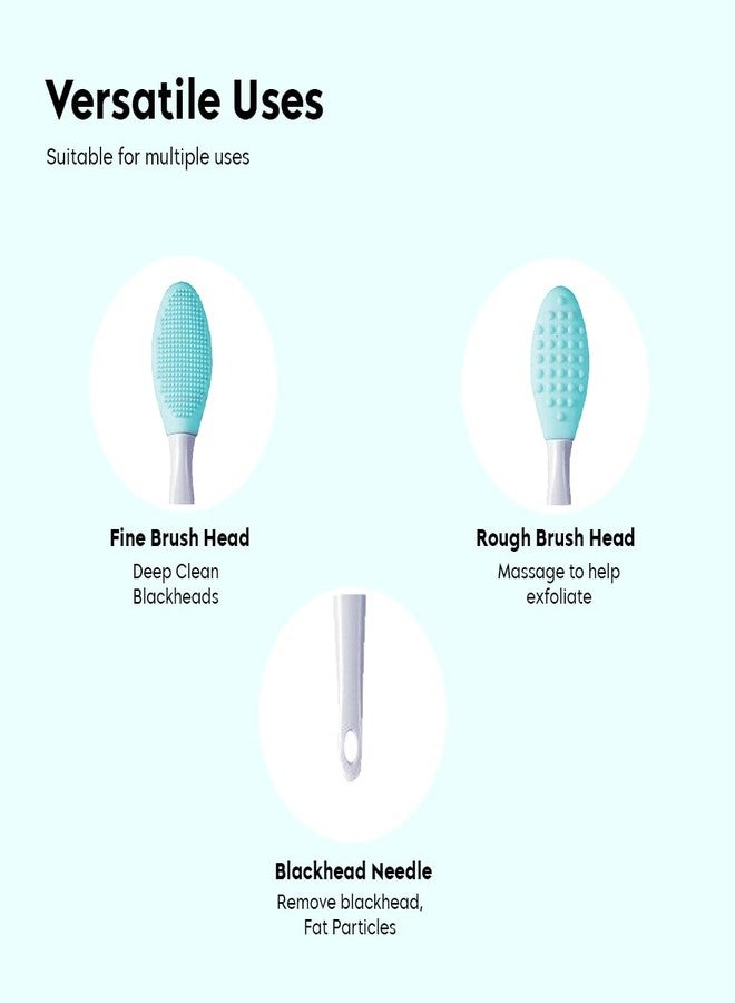 Gleva Silicone Skincare Lip/Nose Exfoliator Deep Cleaning Blackhead Remover Facial Cleansing & Face Scrubber Brush, Double-sided Soft Lip Brush for Smoother and Fuller Lip Appearance Pack of 1 (Blue) - Image 4