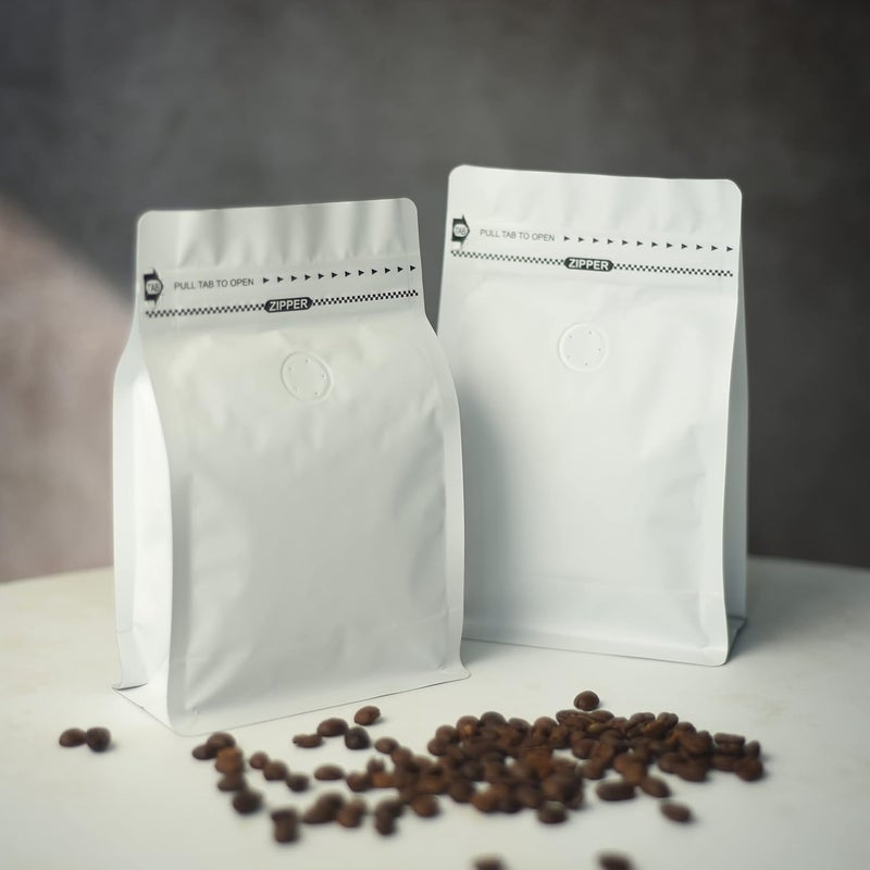felipack 16oz 50pcs High Barrier Wihite Coffee Bags with Aluminum Foil Liner, Resealable Coffee Pouches with Degassing Valve, Ziplock Food Storage Bags with Pull Tape, 16oz/1lb/500gram, Pack of 50 - Image 4