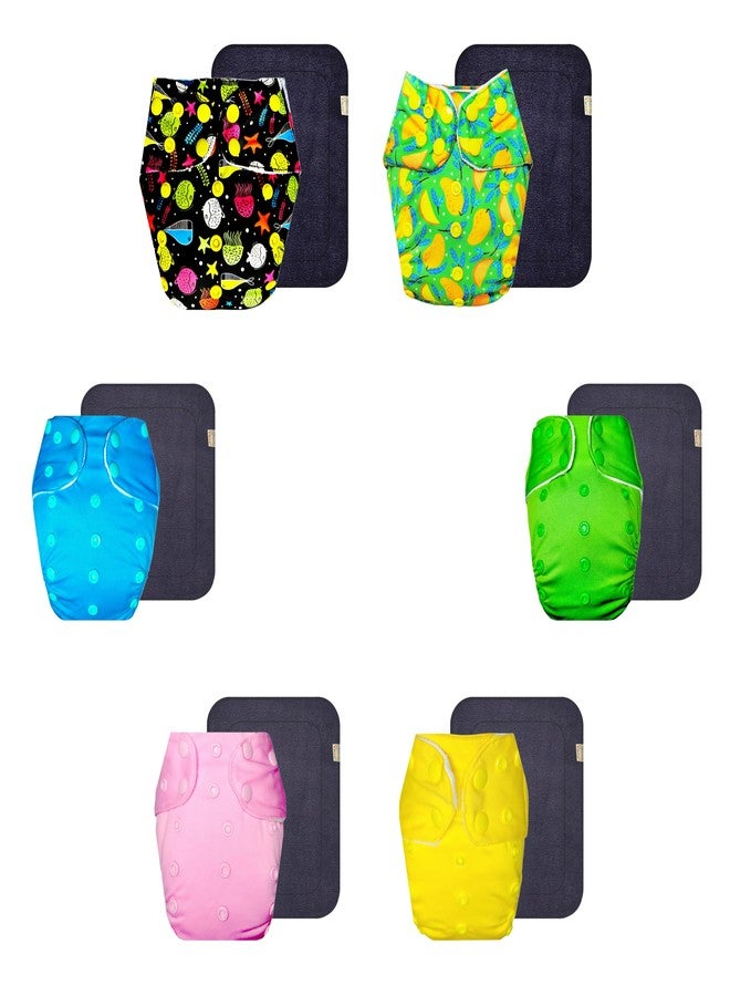 Dumbledo Premium Cloth Diaper with Gray Insert (Pack of 6) | Hypoallergenic | Breathable | Easy to Clean | Worry-Free Diapering | 3 Months - 3 Years | Unisex Baby - Image 1