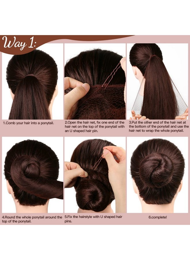 FANDAMEI Fandamei Hair Accessories Set: 20PCS Mesh Hair Nets Invisible and 40PCS U Shaped Hair Pins for Women, Girls, Ballet Bun Maker & Dance (Hair Nets- 20 inch(50cm), Hair Pins- 2.4 inch(6cm)), Brown  - Image 5