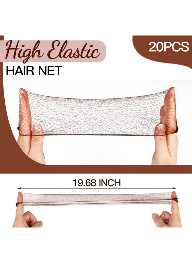 FANDAMEI Fandamei Hair Accessories Set: 20PCS Mesh Hair Nets Invisible and 40PCS U Shaped Hair Pins for Women, Girls, Ballet Bun Maker & Dance (Hair Nets- 20 inch(50cm), Hair Pins- 2.4 inch(6cm)), Brown  - Image 2