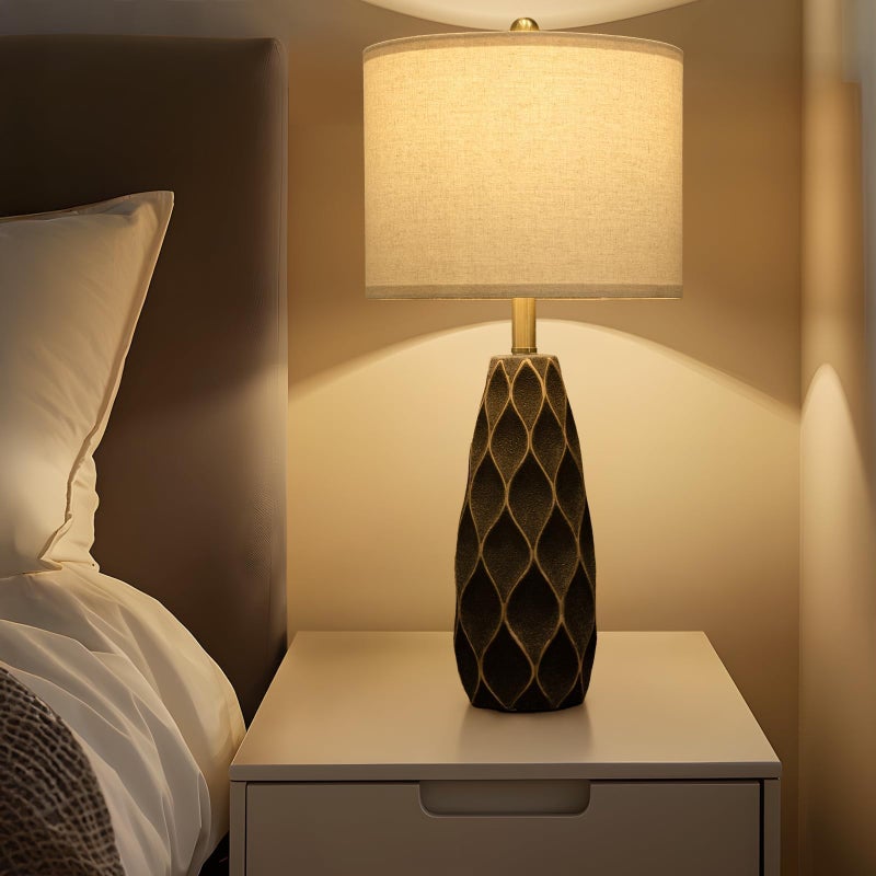 PORTRES 27.5" Ceramic Table Lamps for Bedroom Living Room Lamps Set of 2 Modern Bedside Nightstand Lamp Farmhouse Vintage Rustic Boho Retro Large Table Lamps Light Home Office Desk Deco Gifts, Black - Image 5