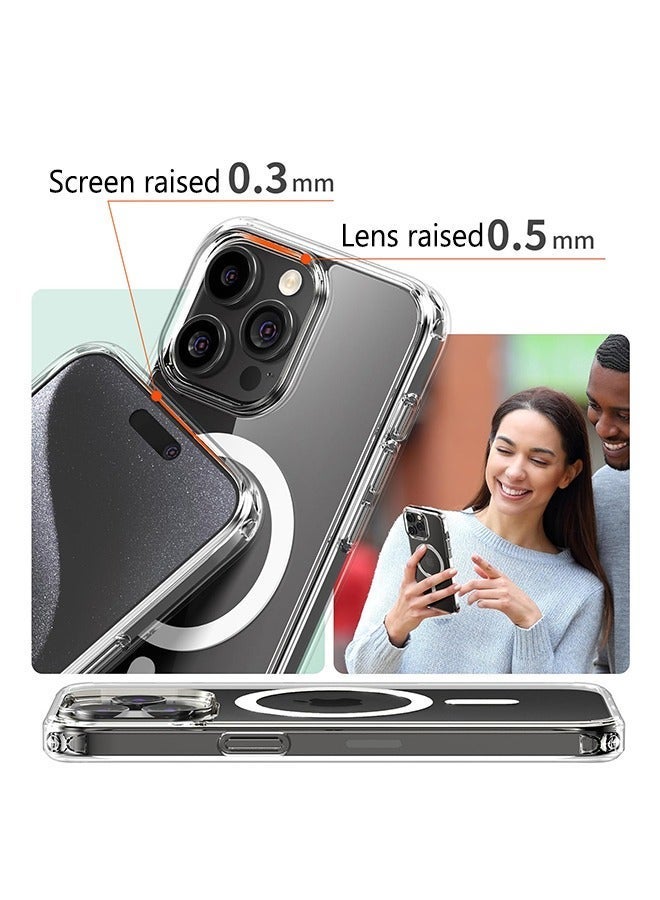 X-level Magnetic Case for iPhone 15 Pro Compatible with MagSafe Wireless Charging, Shockproof Phone Bumper Cover Oil-Proof Non-Yellowing Anti-Scratch Clear Back - Image 5