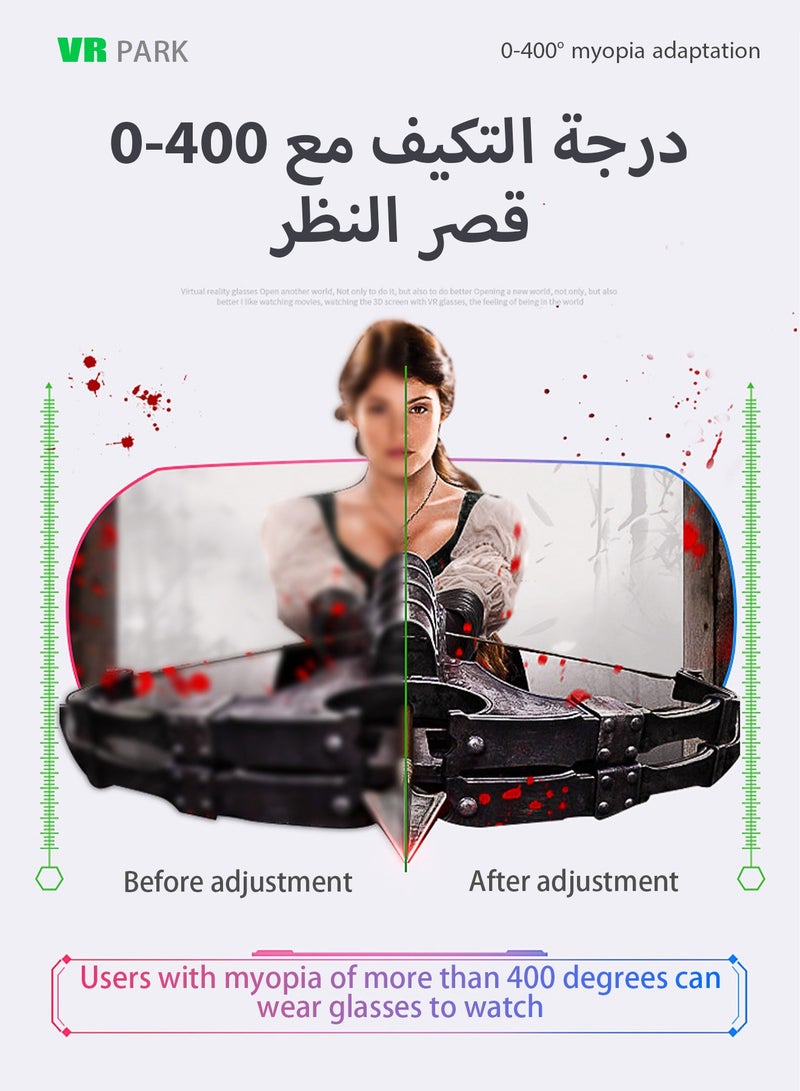 VR Headset for iPhone  Android with Controller, Virtual Reality Goggles, Universal, Virtual Reality 3D Glasses Headset Helmets for Kids  Adults, for Phones 4.7-6.6 Inch, for Movies,TV  Video Games - Image 3