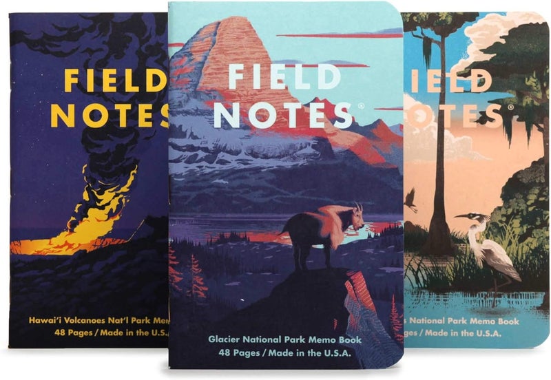 Field Notes : National Parks Series (Series F - Glacier, Hawai'I Volcanoes, Everglades) - Graph Paper Memo Book 3-Pack - 3.5 x 5.5 Inch - Image 1