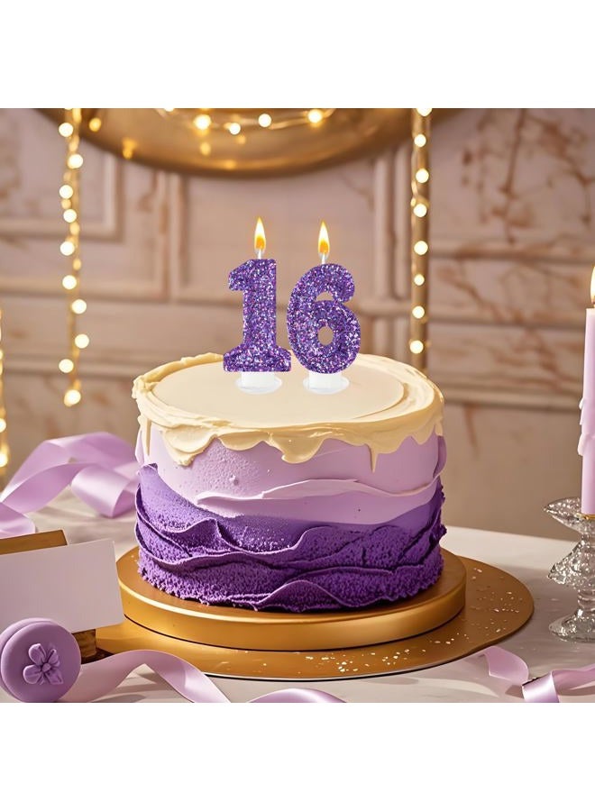 Zailo Birthday Number Candles, Glitter Number Candle Cake Decorations with Sequins, Cupcake Decorations for Girls, Women, Party Anniversary Celebrations (Number 6, Purple) - Image 4