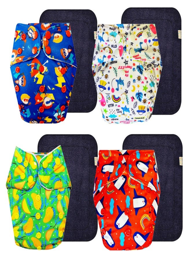 Dumbledo Premium Cloth Diaper with Black Insert (Pack of 4) | Hypoallergenic | Reusable & Washable | Quick Dry | Worry-Free Diapering | 3 Months - 3 Years | Unisex Baby - Image 1