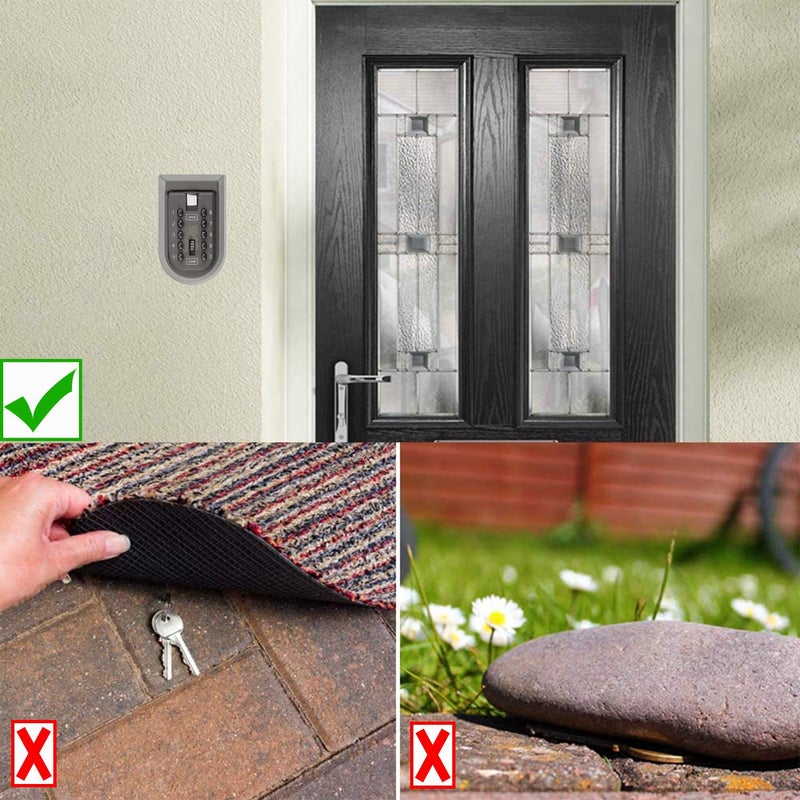 Benrich Outdoor Key Safe Wall Mounted  10-Digits Combination Key Lock External Storage Box With Push Button Rubber Cover For Home Front Door Gate Elderly Carers - Image 3