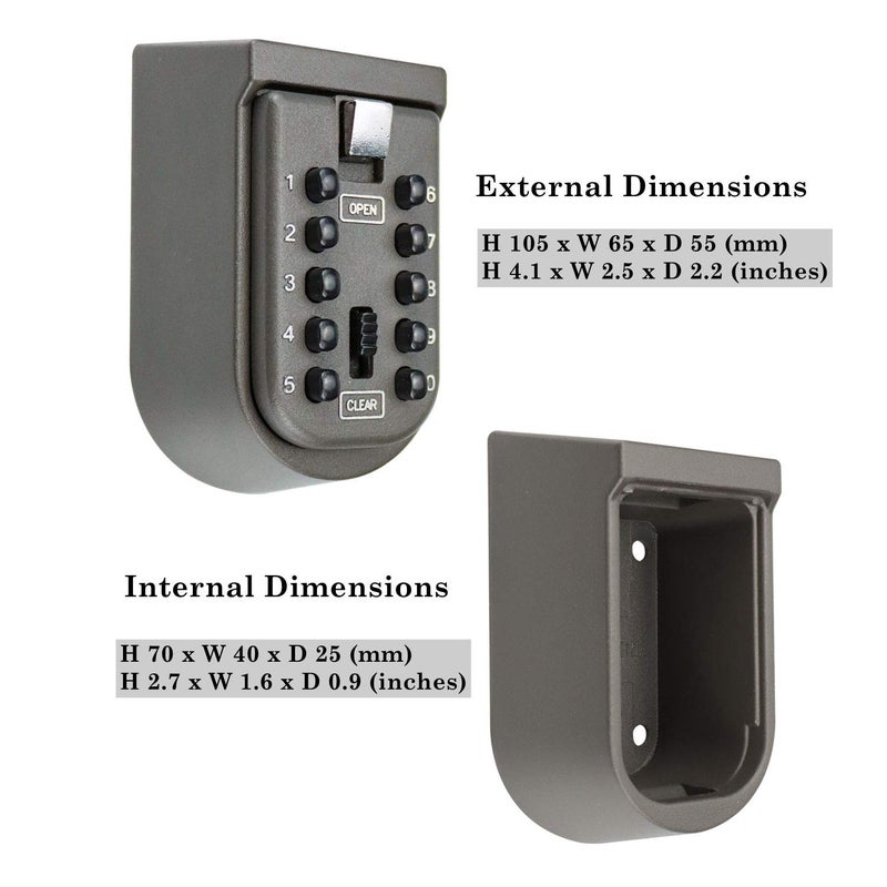 Benrich Outdoor Key Safe Wall Mounted  10-Digits Combination Key Lock External Storage Box With Push Button Rubber Cover For Home Front Door Gate Elderly Carers - Image 5