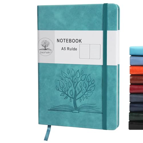 Daofary A5 Journal Notebook, Leather Ruled Notebooks 160 Pages Diary 100gsm Thick Paper Writing Hardcover Notebook with Pocket for Work Men Woman 8.4 x 5.7 in - Image 1