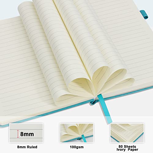 Daofary A5 Journal Notebook, Leather Ruled Notebooks 160 Pages Diary 100gsm Thick Paper Writing Hardcover Notebook with Pocket for Work Men Woman 8.4 x 5.7 in - Image 4
