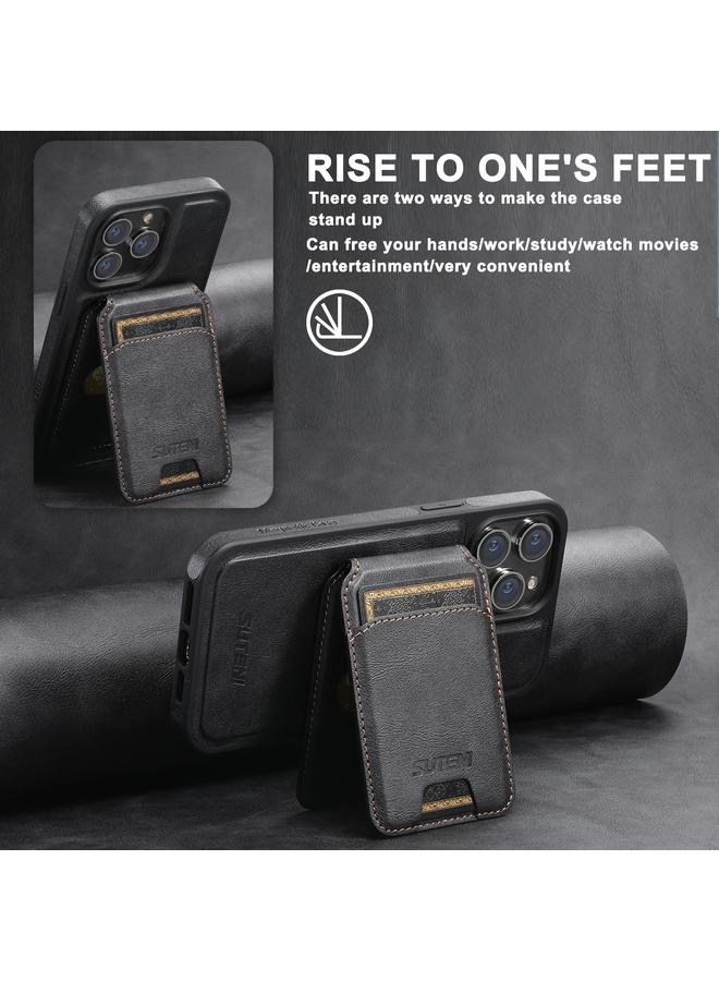 Suteni Case For iPhone 13 Pro Max M2 Oil Wax MagSafe Horizontal Card Bag Phone Case - Image 5
