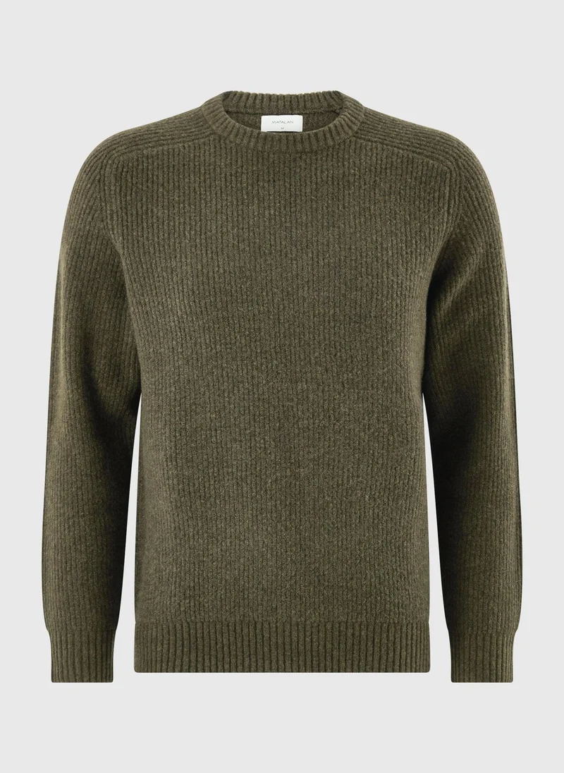 ماتلان Khaki Ribbed Knitted Jumper