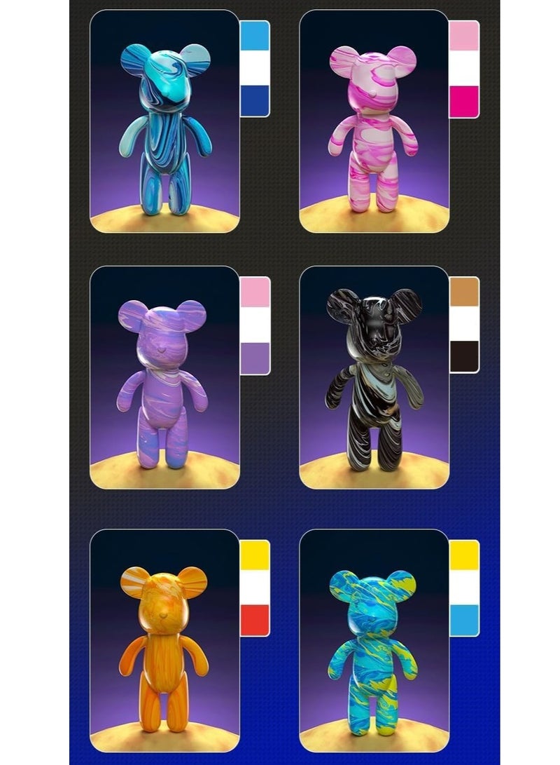 DIY Painting Fluid Bear Teddy Bear Painting Kit Set 23cm Blue - Image 3