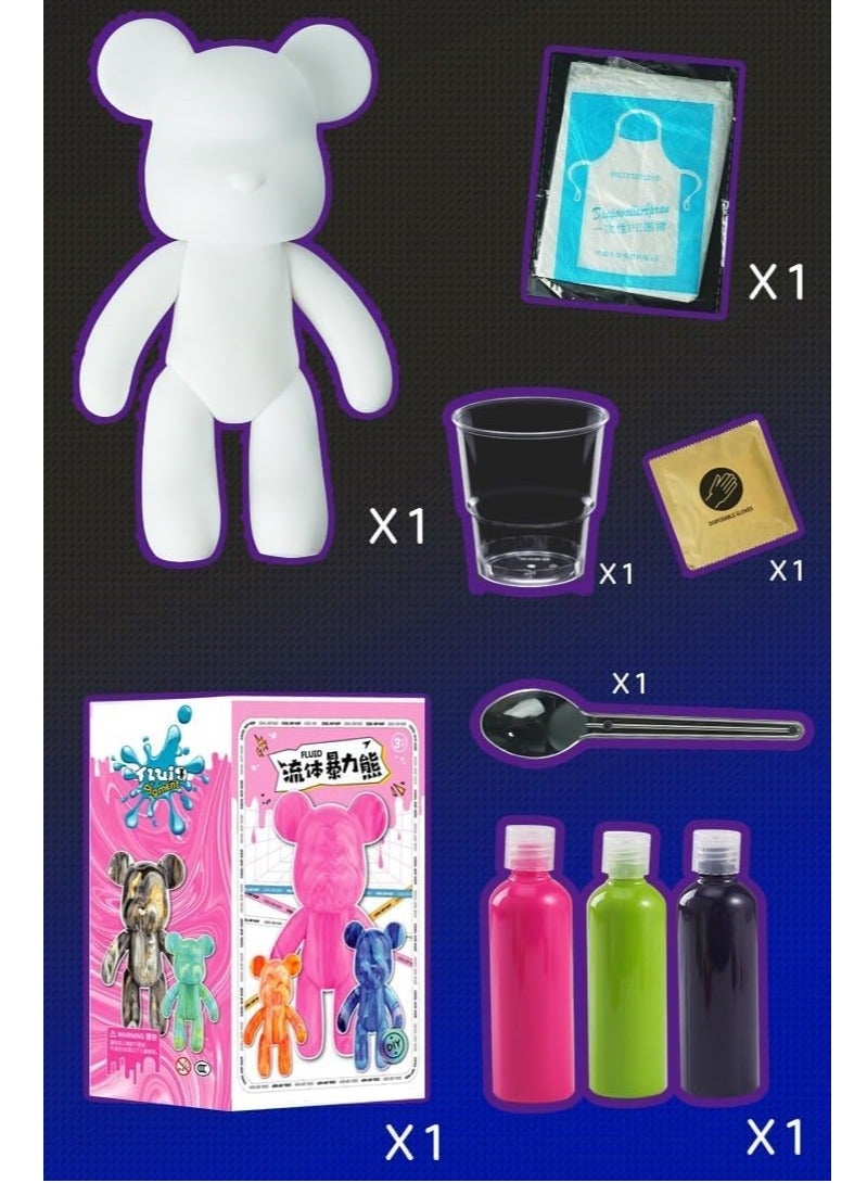 DIY Painting Fluid Bear Teddy Bear Painting Kit Set 23cm Blue - Image 2