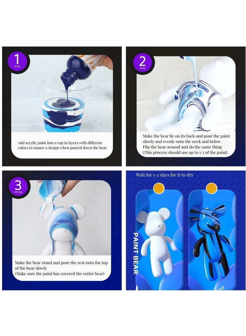 DIY Painting Fluid Bear Teddy Bear Painting Kit Set 23cm Blue - Image 4