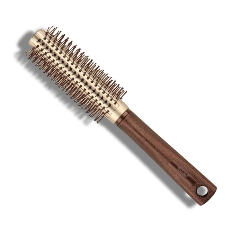 Scarlet Line Professional 2 Tone Large Round Hair Brush with Handle Ball Tip Soft Nylon Bristles for Volumizing n Styling for Men and WomenCopper - Image 2