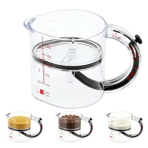 SKAHEE 4 in1 Adjustable Measuring Cup – Push up bottom and dual scale (ml/oz), suitable for baking, cooking, and laboratory measuring cups - Image 1