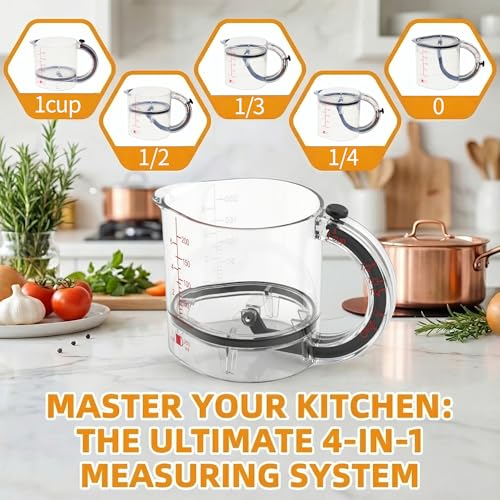 SKAHEE 4 in1 Adjustable Measuring Cup – Push up bottom and dual scale (ml/oz), suitable for baking, cooking, and laboratory measuring cups - Image 3