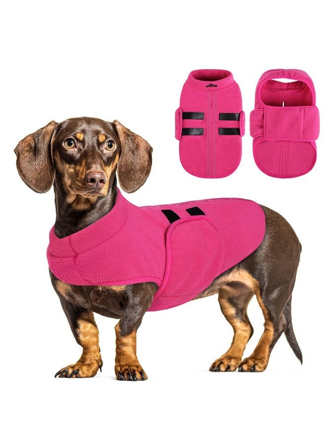 Queenmore Small Dog Sweater, Soft Fleece Vest Pullover Dog Jacket with Leash Hole, Warm Winter Dog Clothes Cold Weather Doggy Dachshund Sweaters for Small Dogs Cats Boy or Girl (Pink, XS) - Image 1