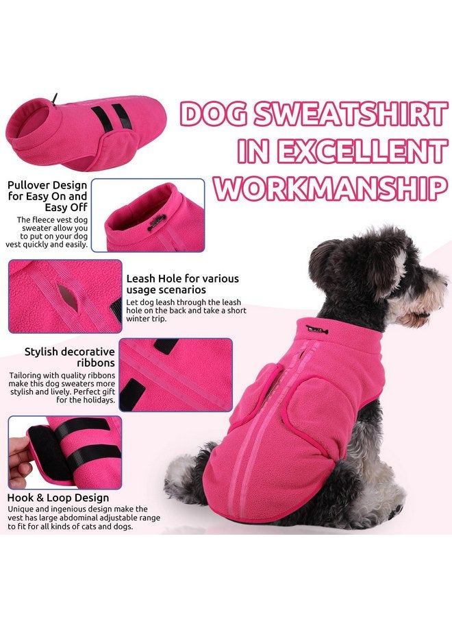 Queenmore Small Dog Sweater, Soft Fleece Vest Pullover Dog Jacket with Leash Hole, Warm Winter Dog Clothes Cold Weather Doggy Dachshund Sweaters for Small Dogs Cats Boy or Girl (Pink, XS) - Image 3