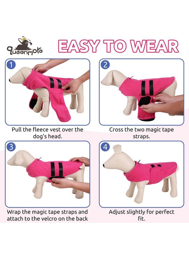 Queenmore Small Dog Sweater, Soft Fleece Vest Pullover Dog Jacket with Leash Hole, Warm Winter Dog Clothes Cold Weather Doggy Dachshund Sweaters for Small Dogs Cats Boy or Girl (Pink, XS) - Image 4
