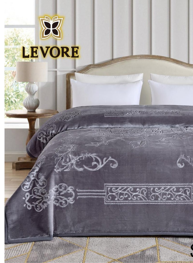 LEVORE Soft textured blanket with distinctive designs and patterns, winter, for two people, 6 kg, size 240 x 220 cm  - Image 3