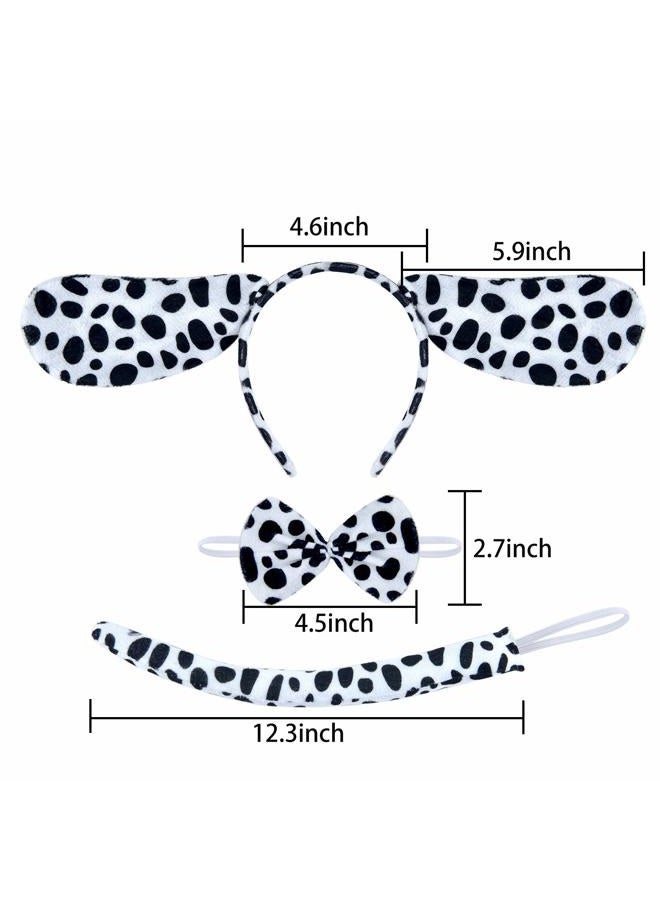 Coopay 48 Pieces Halloween Dalmatian Costume Set Dog Ears Headband Kit Include Dalmatian Ears Headbands Bow Tie and Dalmatian Tail for Christmas Halloween New Year Cosplay Costume or Party Decoration - Image 2
