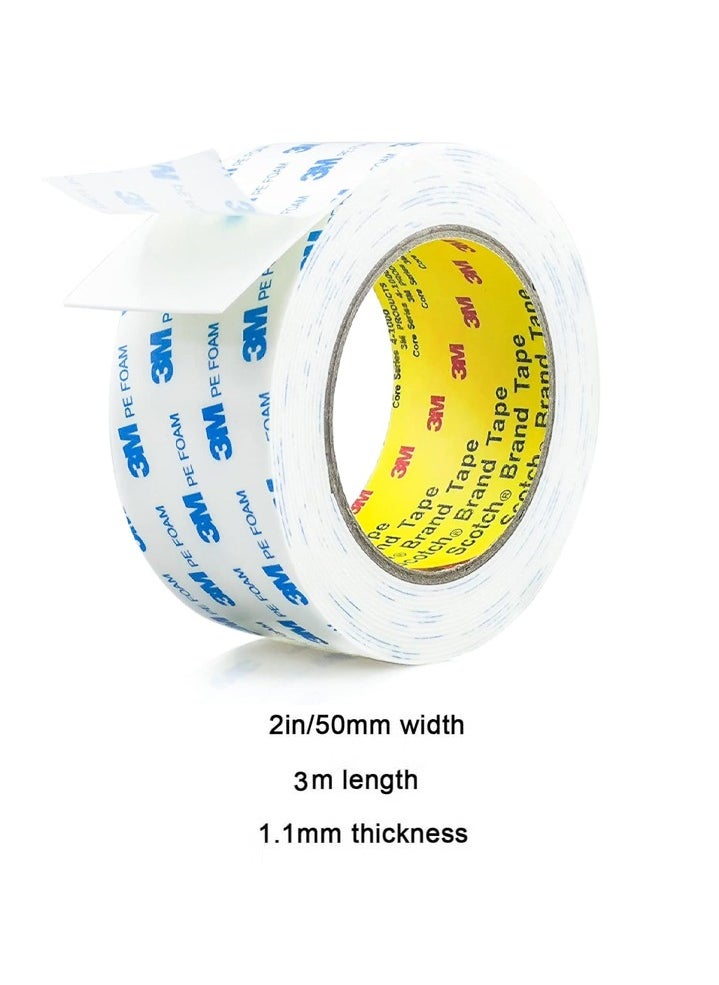 3M Double Sided Tape 5cm*3meter, Mounting Tape Heavy Duty, Removeable PE Foam Tape Strips, Strong Adhesive Tape Waterproof Free Damage for Paint Wall Picture Hanging Poster  - Image 2