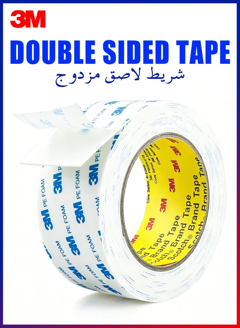 3M Double Sided Tape 5cm × 3meter, Mounting Tape Heavy Duty, Removeable PE Foam Tape Strips, Strong Adhesive Tape Waterproof Free Damage for Paint Wall Picture Hanging Poster - Image 1