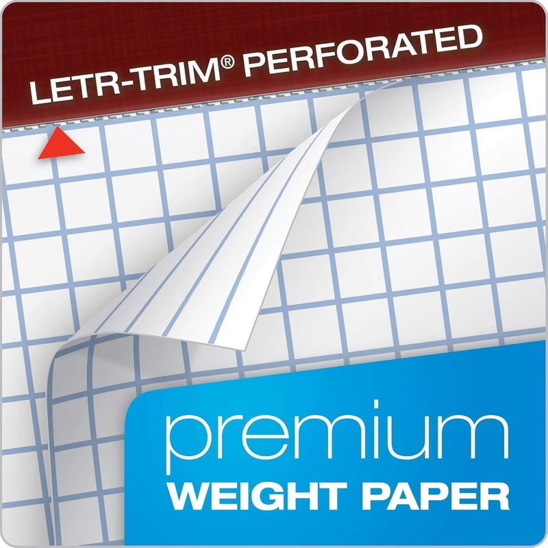TOPS Docket Gold Premium Weight Graph Paper, 8.5" x 11", 4 x 4 Graph Ruled on Front and 1/4" Narrow Ruled on Back, Reinforced Backing, Burgundy Cover, 80 Sheets per Pad (63752) (1 Count) - Image 2