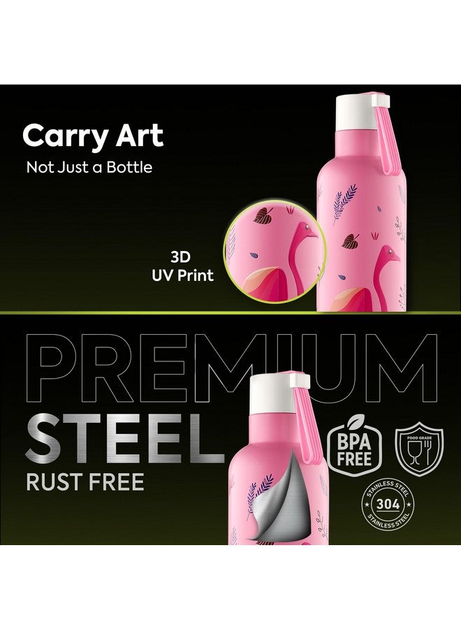 PEXPO,Oslo ISI Certified Stainless Steel Water Bottle 750ml Hot & Cold Thermos Water Bottle | Insulated Water Bottle | with Printed Design | Gift for Girls & Boys | Office | Home | Gym - Pink - Image 4