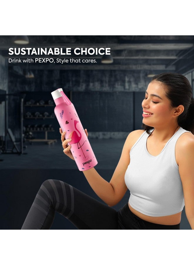 PEXPO,Oslo ISI Certified Stainless Steel Water Bottle 750ml Hot & Cold Thermos Water Bottle | Insulated Water Bottle | with Printed Design | Gift for Girls & Boys | Office | Home | Gym - Pink - Image 5