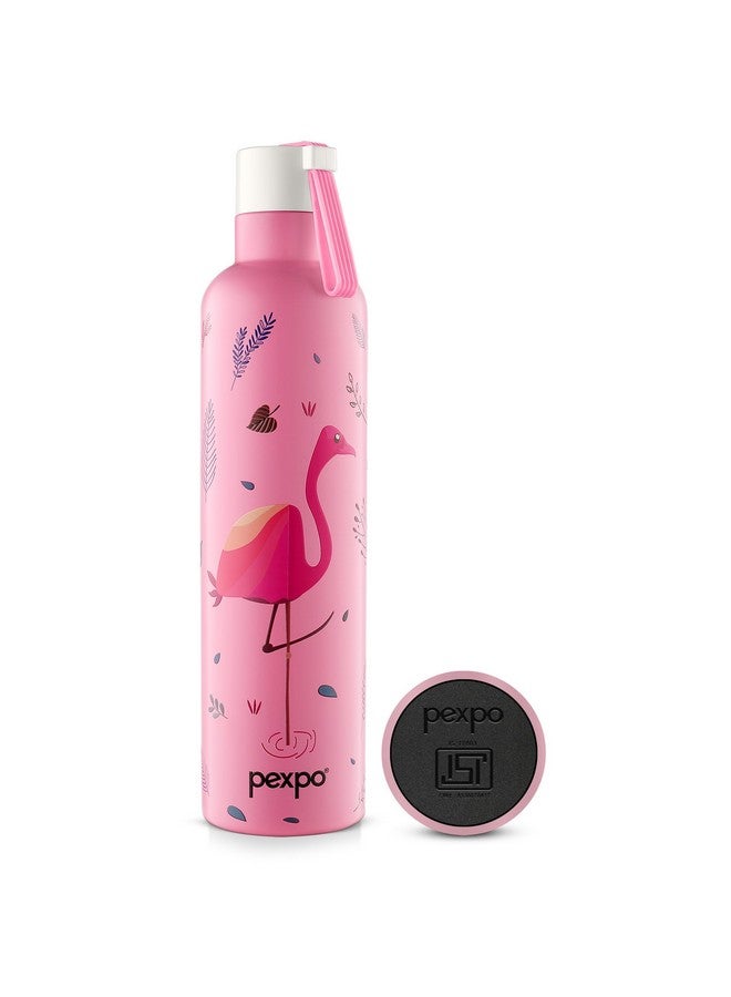 PEXPO,Oslo ISI Certified Stainless Steel Water Bottle 750ml Hot & Cold Thermos Water Bottle | Insulated Water Bottle | with Printed Design | Gift for Girls & Boys | Office | Home | Gym - Pink - Image 1