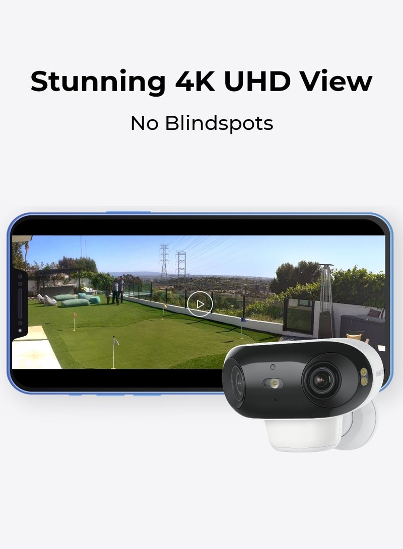 ريولينك كاميرات أمان لاسلكية خارجية بدقة 4K، 8MP، رؤية ليلية ColorX، زاوية رؤية عريضة 180°، واي فاي 5G/2.4GHz 6، كشف بالذكاء الاصطناعي، Argus 4 Pro - Image 3