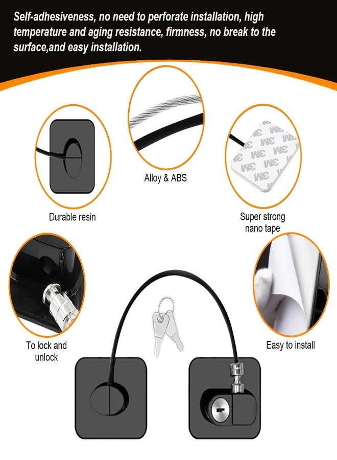 STHIRA قفل أمان STHIRA® قطعتين، قفل أمان مقاوم للأطفال، قفل باب الثلاجة، قفل درج مع مفاتيح، قفل أمان ذاتي اللصق، قفل باب، قفل سلسلة من الفولاذ المقاوم للصدأ للأبواب والنوافذ - Image 3