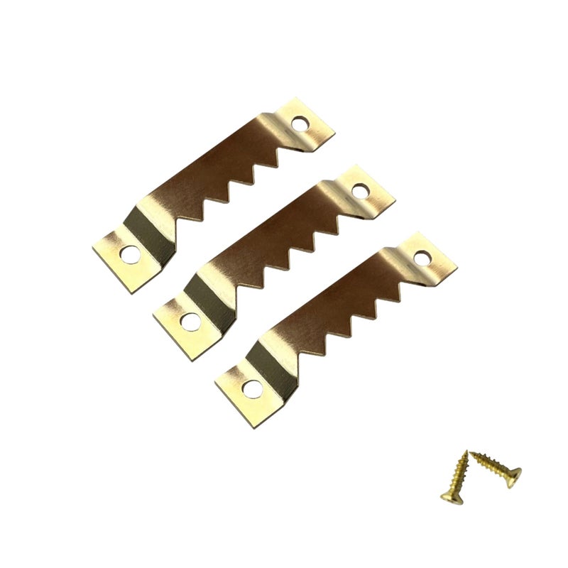EesTeck 50 Pack Large Sawtooth Picture Hangers Steel Picture Hangers Picture Frames Hangers with Screws Picture Hang Solutions for Hanging Clock Paintings Artwork Picture Frame Hook Photos Gold