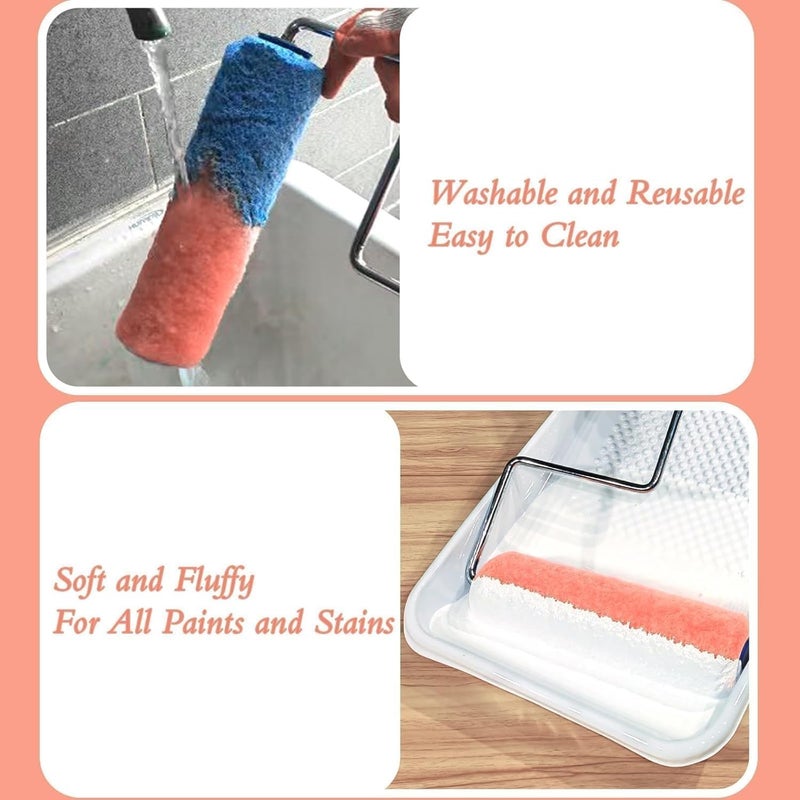 KingOrigin King Origin Paint Roller Covers, 3 Pack, 9 Inch Paint Roller, 3/8 Nap High Dense Roller Covers for Smooth and Textured Rough Surfaces - Image 4