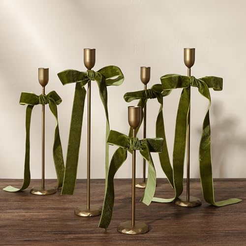 Perfnique Brass Candlestick Holders Set of 3 Antique Gold Iron Candle Holders for Christmas Birthday Wedding Party Dining Table Fireplace Mantel Decor - Image 3
