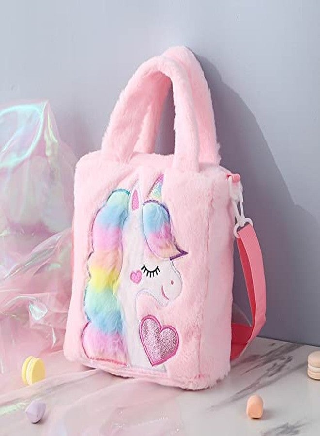 Flywind Unicorn Toddler Printed Tote Bag, Colorful Plush Princess Cute Unicorn Crossbody Handbags Best Gift For Girls 1-6 Years (Pink) - Image 3