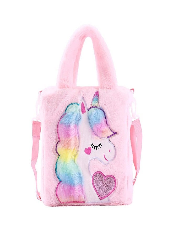 Flywind Unicorn Toddler Printed Tote Bag, Colorful Plush Princess Cute Unicorn Crossbody Handbags Best Gift For Girls 1-6 Years (Pink) - Image 1