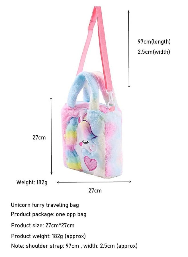 Flywind Unicorn Toddler Printed Tote Bag, Colorful Plush Princess Cute Unicorn Crossbody Handbags Best Gift For Girls 1-6 Years (Pink) - Image 2
