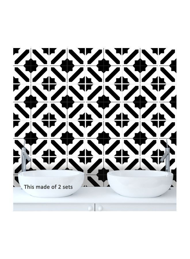 NIBEMINENT 10-Piece Self Adhesive Tile Sticker Set Black/White 16x16x0.9cm - Image 2