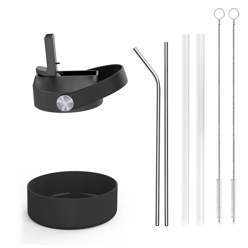 BUZIO BUZIO Wide Mouth Straw Lid and Protective Boot Combo Pack 32 40oz Water Bottle, Compatible with Most Sports Water Bottles, Plus 4 Straws and 2 Brushes.  - Image 1