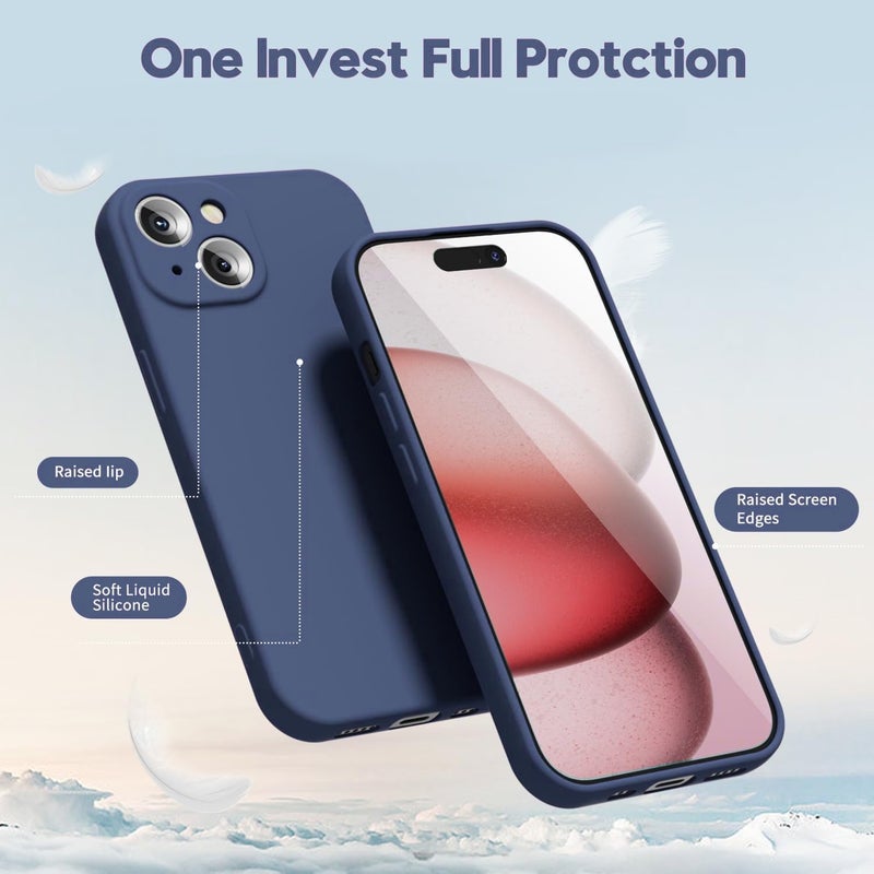 Silicon Soft Mobile Magic Camera Protection Case with Microfiber Lining For Apple iPhone 15 6.1 Inch (Navy) - Image 4