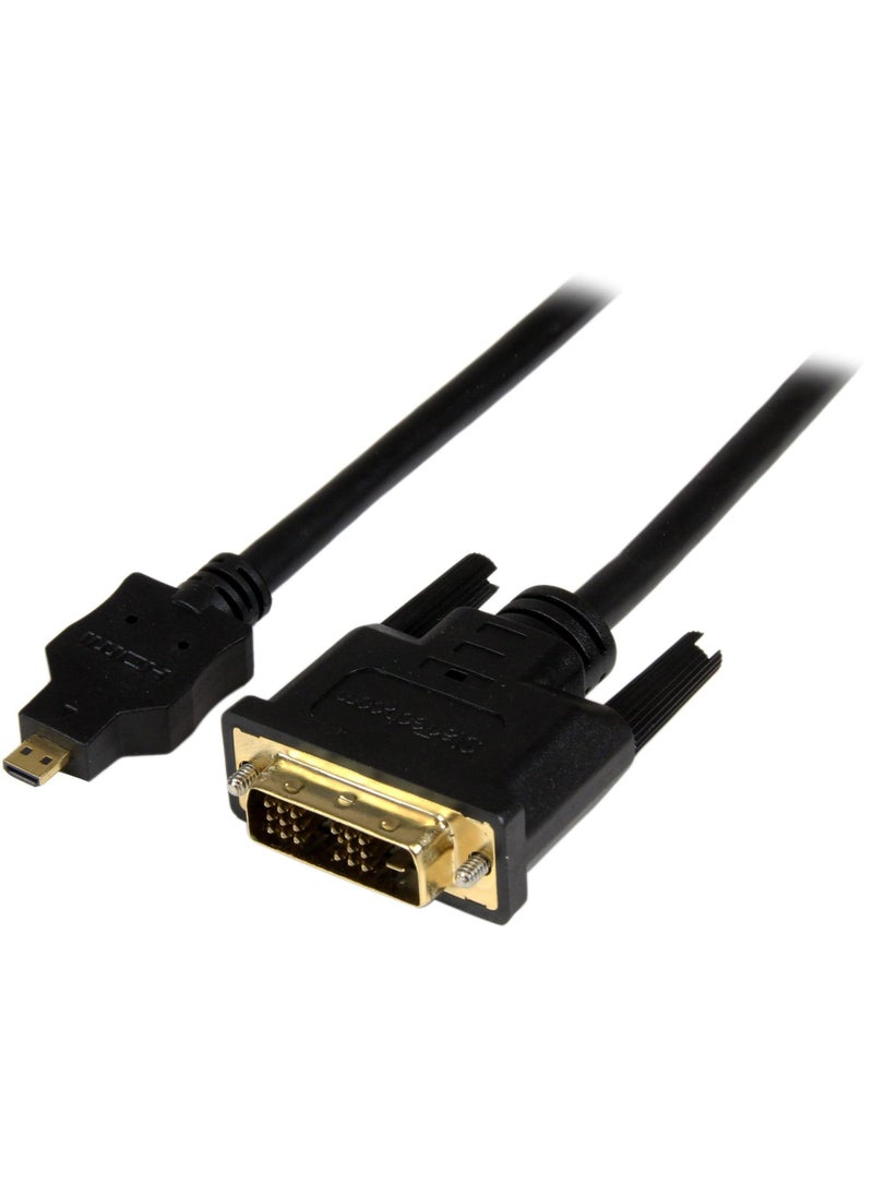 Startech.com StarTech.com 2m Micro HDMI to DVI-D Cable - M/M - 2 meter Micro HDMI to DVI Cable - 19 pin HDMI (D) Male to DVI-D Male - 1920x1200 Video (HDDDVIMM2M),Black,6 ft / 2m  - Image 1