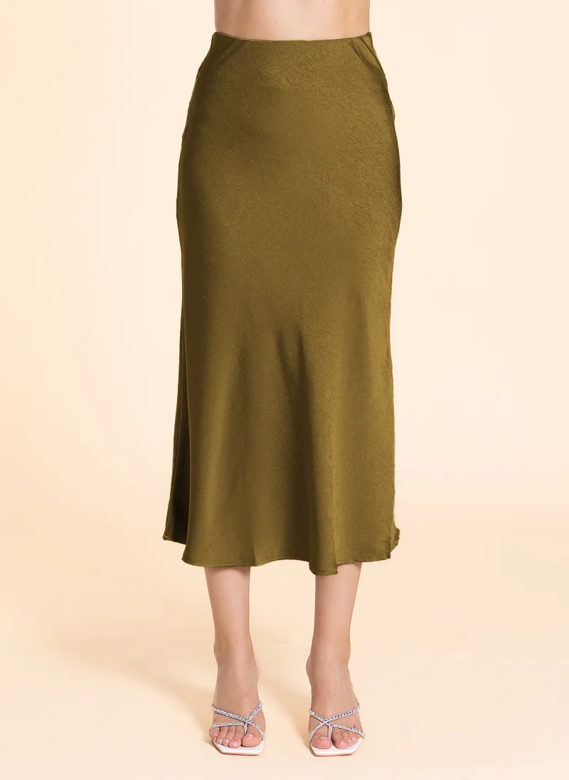 شايبس TEXTURED MIDI SATIN SKIRT