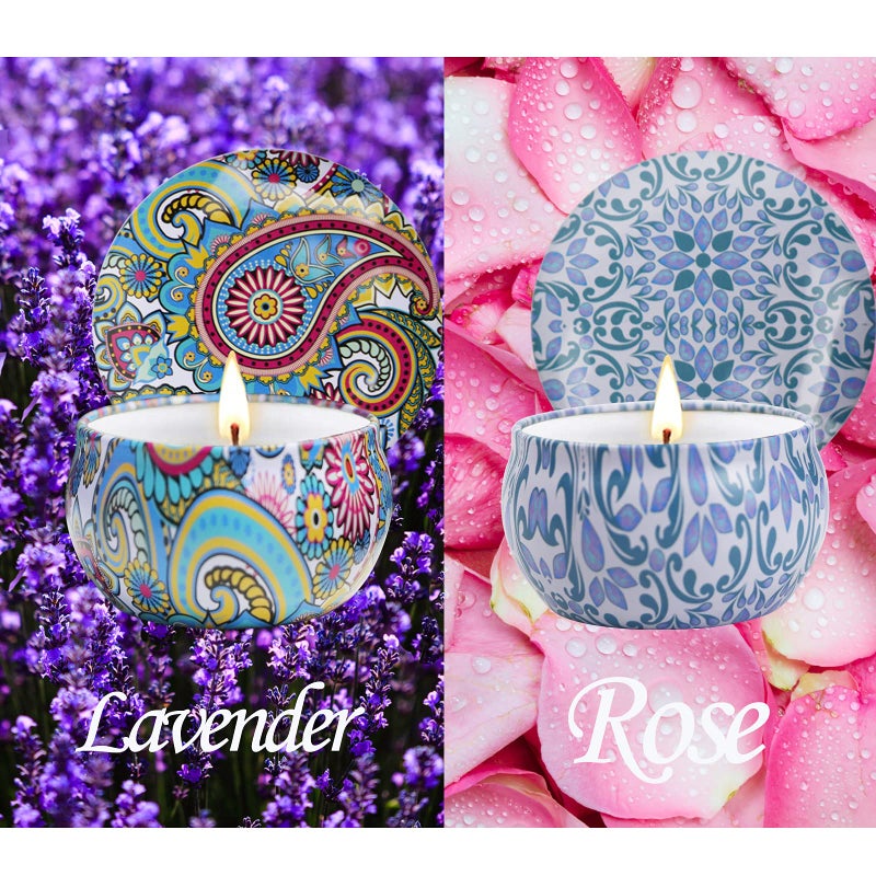 AGOL 2 Pack Scented Candles, 2.5 oz Aromatherapy Candles for Home Scented, Natural Soy Candles with Floral Scents, Portable Small Jar Candle Set for Travel, Spa, Bath, Yoga, Home Decor Candle - Image 4