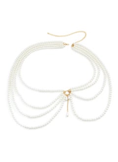 Chain Tassel Decorative Belt Gold-White