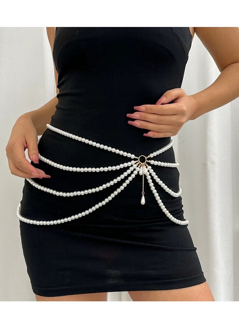 General - Chain Tassel Decorative Belt Gold-White - Image 1
